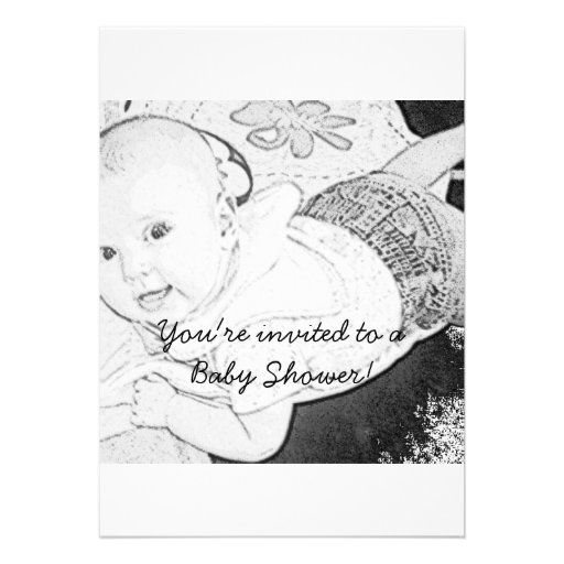 Sketched Baby Shower Invitation black print