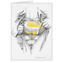 Sketched Chest Superman Logo Greeting Cards
