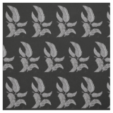 Sketched Feathers on Black Background. Fabric