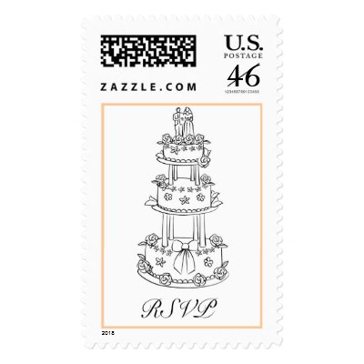 Sketched Wedding Cake RSVP - Customized Stamps
