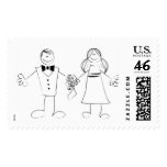 Sketched Wedding Couple Postage Stamp