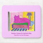 Sketches from Hairball Alley pink cat, Random S... Mouse Pads