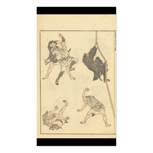 Sketches of Japanese Martial arts, Ninja c. 1800's Business Card Template (front side)