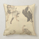 Sketches of Japanese Martial arts, Ninja c. 1800's Throw Pillow