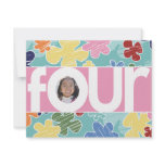 Sketchy Flowers 4th Birthday Party Invitation
