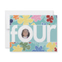 Sketchy Flowers Number 4 Birthday Party Invitation