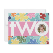 Sketchy Flowers Second Birthday Invitation