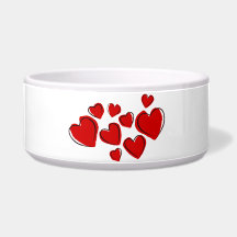 Sketchy Hearts Dog Water Bowl