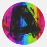 Sketchy Painting Monogram Letter A Round Stickers