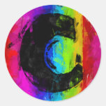 Sketchy Painting Monogram Letter C Round Sticker