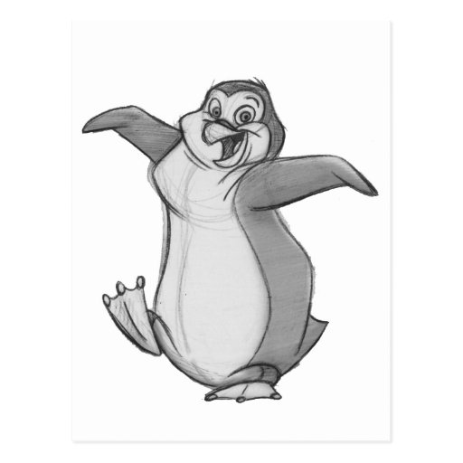 Sketchy Penguin Postcard