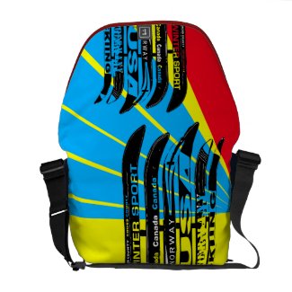 Ski Blade Winter Sport Stripe Messenger Bag rickshawmessengerbag
