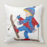 Ski boy throw pillow
