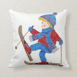 Ski boy throw pillow