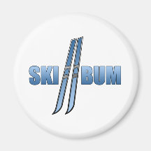 Ski Bum Loves Skiing Magnet