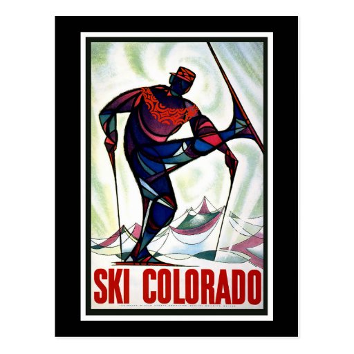 "Ski Colorado" Vintage Travel Poster Postcard