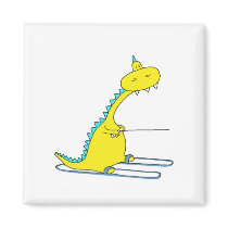 ski dino refrigerator magnet