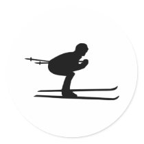 Ski Downhill Round Stickers
