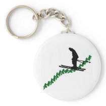 SKI GREEN LINED KEYCHAIN