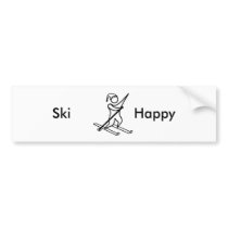 Ski Happy (Skiis) bumper stickers by jjbard2004 Ski Happy (Skiis) bumper stickers
