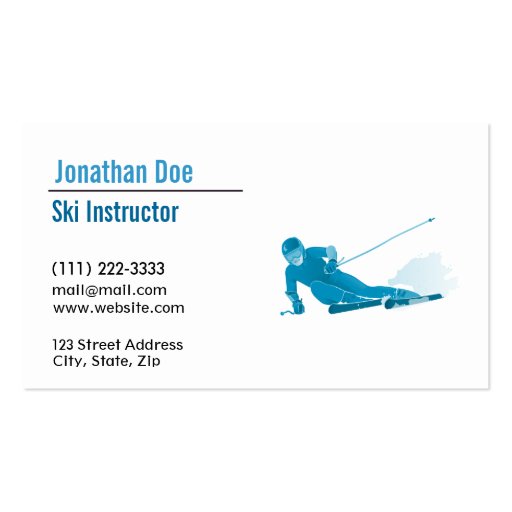 Ski Instructor Business Card (front side)