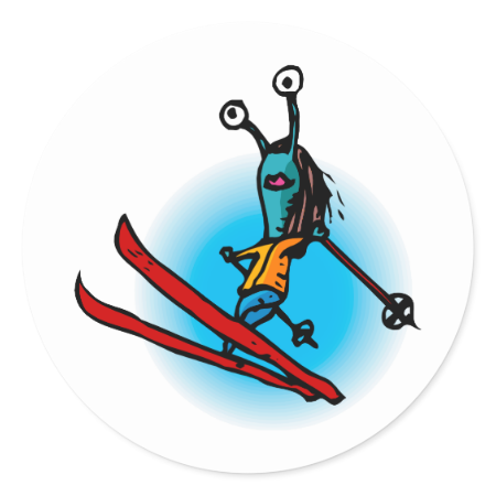 Ski Jump Alien Sister Classic Round Sticker