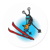 Ski Jump Alien Sister Stickers