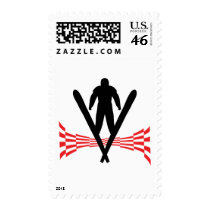 ski jumper jumping skiing icon postage