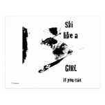 ski like a girl postcard