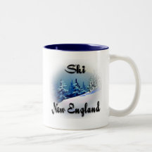 Ski New England  black Mugs