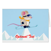 Ski Patrol Mouse in the Alps - Customizable Cards