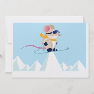 Ski Patrol Mouse in the Alps Custom Invitations