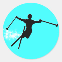 ski powder trail round sticker