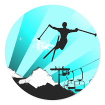 ski powder trail sticker