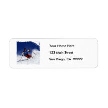 Ski Racing Down the Mountain Custom Return Address Labels