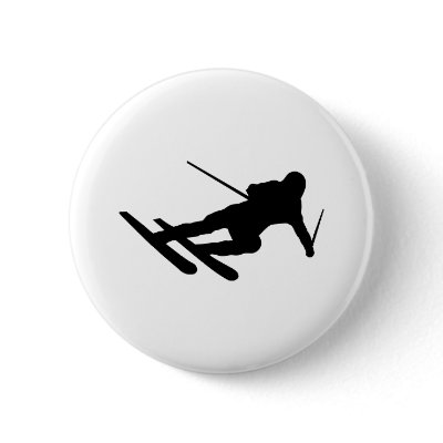 ski skiing downhill skier pinback button by Tomaniac
