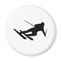 ski skiing downhill skier magnets