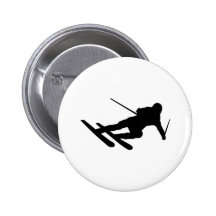 ski skiing downhill skier pinback button