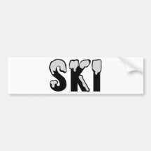 ski snowy text bumper stickers