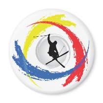 Ski Tricolor Emblem Fridge Magnet