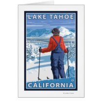 Skier Admiring - Lake Tahoe, California Card