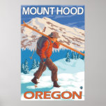 Skier Carrying Snow Skis - Mount Hood, OR Posters