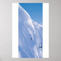 Skier on cliff poster