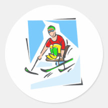 Skier Round Sticker