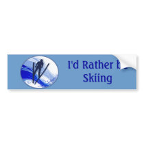 Skiing and Snowflakes bumper stickers