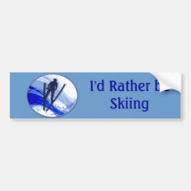Skiing and Snowflakes Bumper Stickers