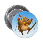 Skiing Bear Button