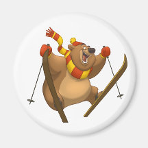Skiing Bear Magnet