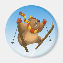 Skiing Bear Magnet