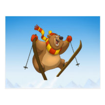 Skiing Bear Postcards